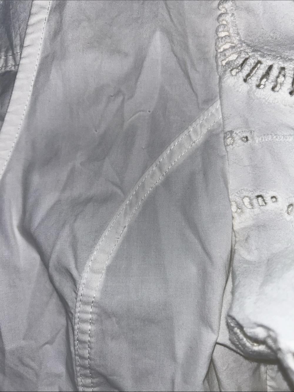 7 For All Mankind Eyelet Balloon Sleeve Cotton Top in White - Women’s Small - Picture 6 of 7